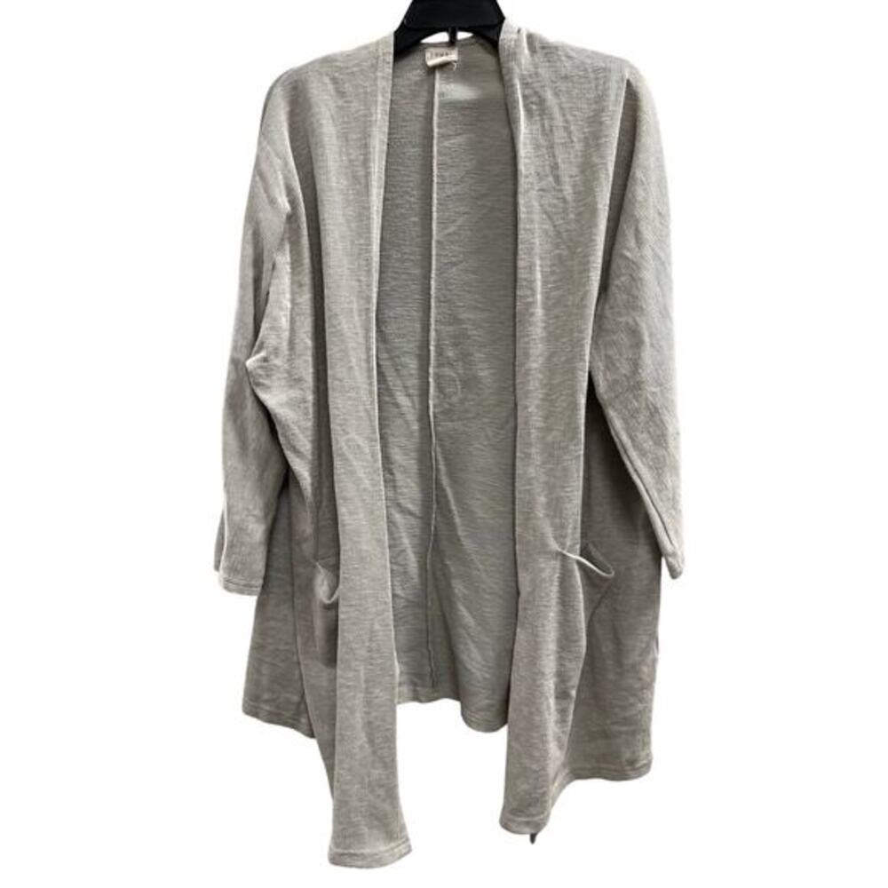 DONNI Anthropologie open from ribbed sand white duster cardigan sz OSFA